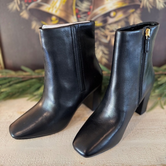 Cole Haan Chrystie Square Toe Bootie 75mm in Black Leather (Grand 360) - Picture 2 of 10